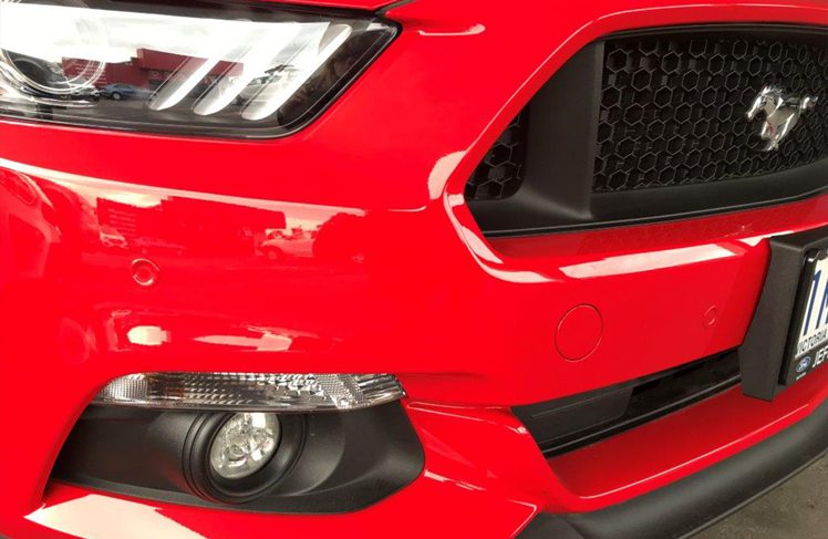 Front sensors installation red car