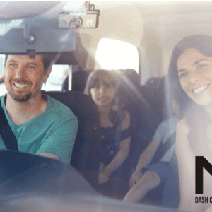 M2 Dash Camera installed in car with family driving