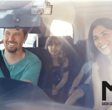 M2 Dash Camera installed in car with family driving