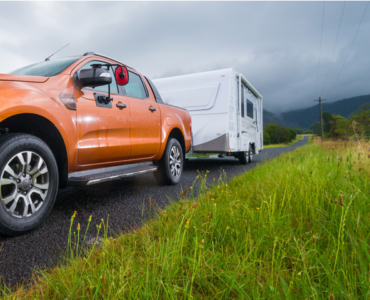 Ute towing caravan with RedArc