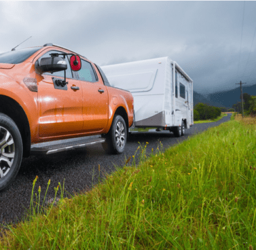 Ute towing caravan with RedArc